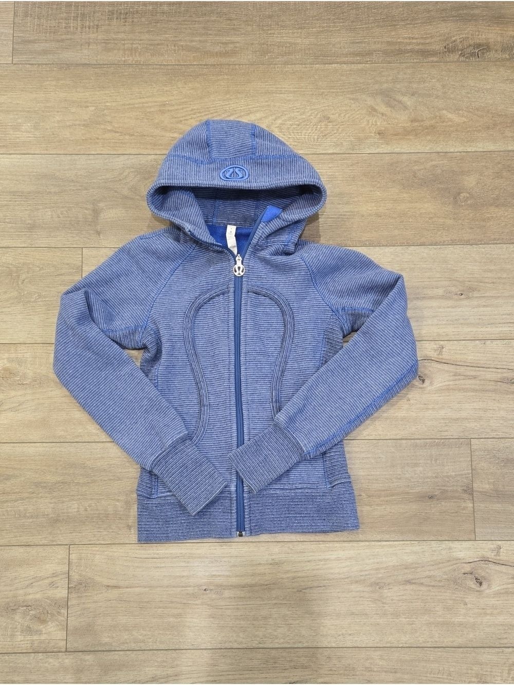 Lululemon Blue Microstripe Rocksteady Active Sciba Full-Zip Hooded Jacket - Picture 9 of 9